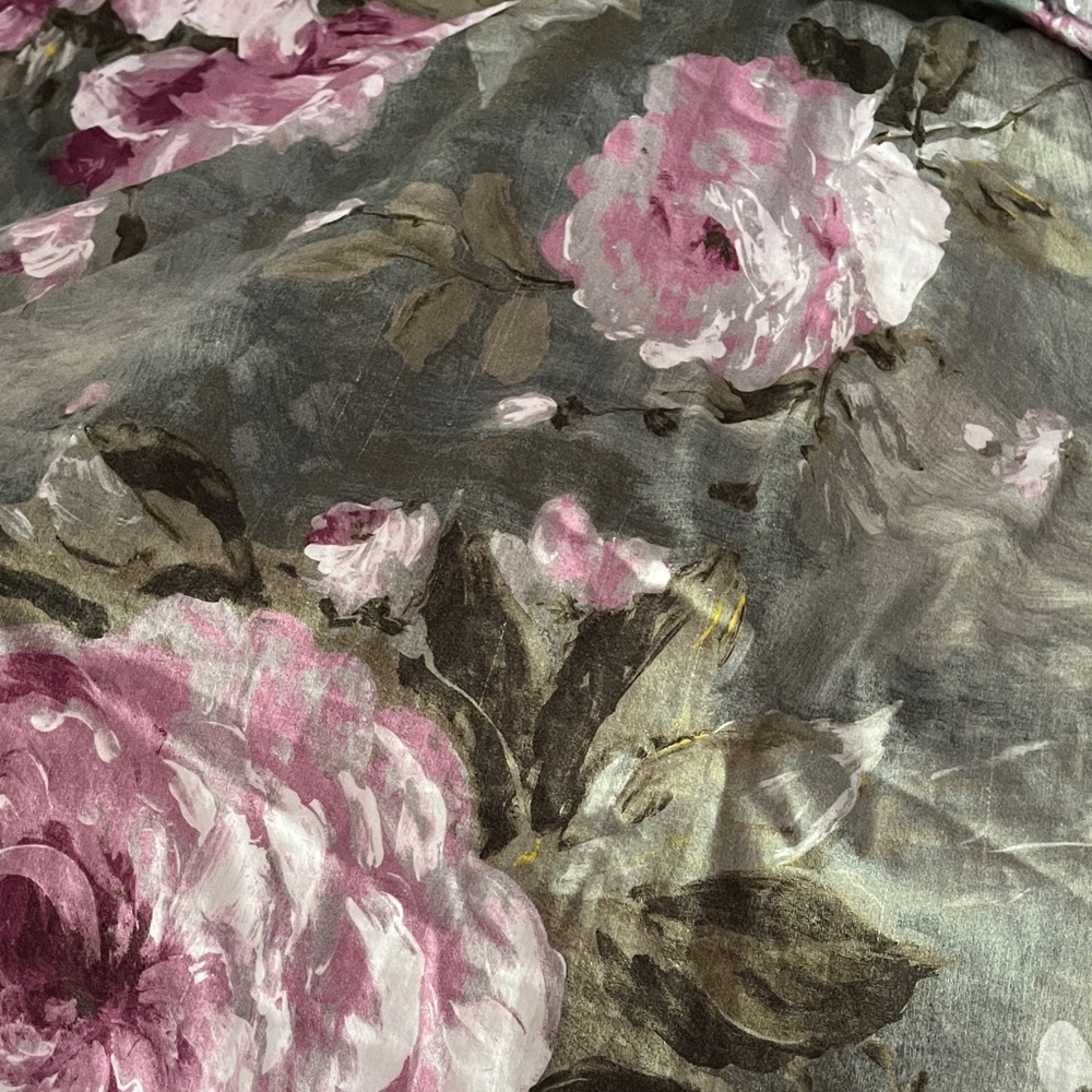 Floral KING duvet w two king pillow covers~Pink and Olive